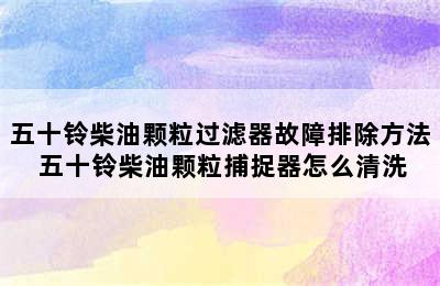 五十铃柴油颗粒过滤器故障排除方法 五十铃柴油颗粒捕捉器怎么清洗